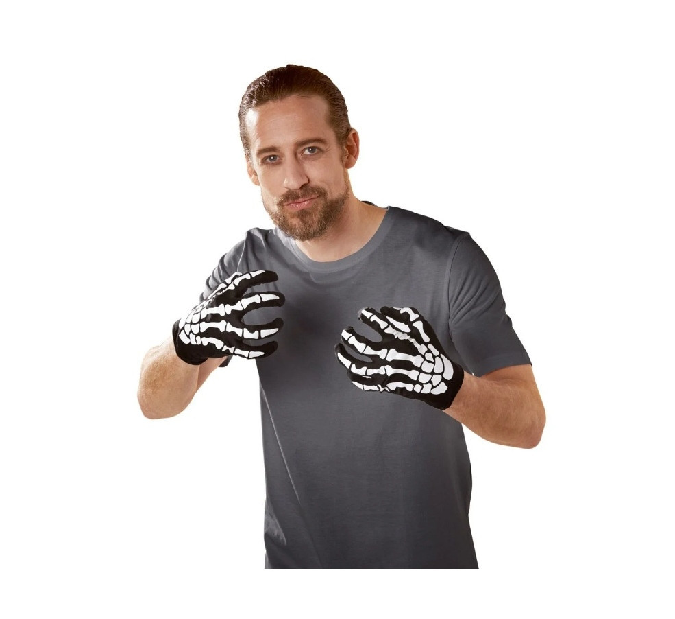 Короткі рукавички Кістки для чоловіків та жінок Хелловін 23 см чорний Київ - фото 7