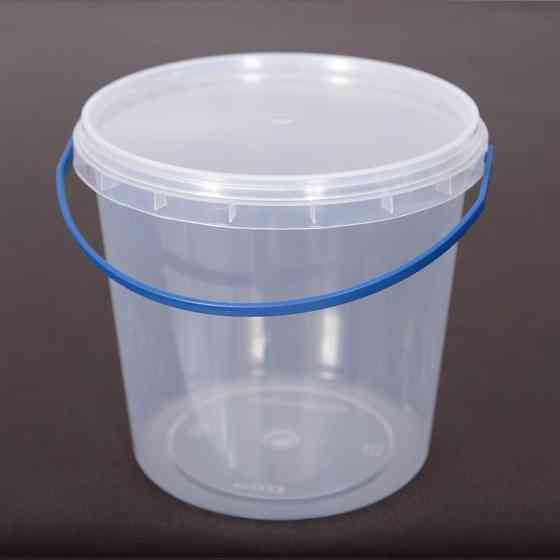 Ведро пластиковое 1 л, прозрачное с крышкой с ручкой, сертифицированное Павлоград