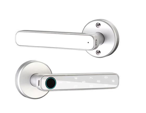 Умный дверной замок с Bluetooth кодовый KHS-FT01 с ключ-картой и отпечатком пальца, серебристый Каменец-Подольский