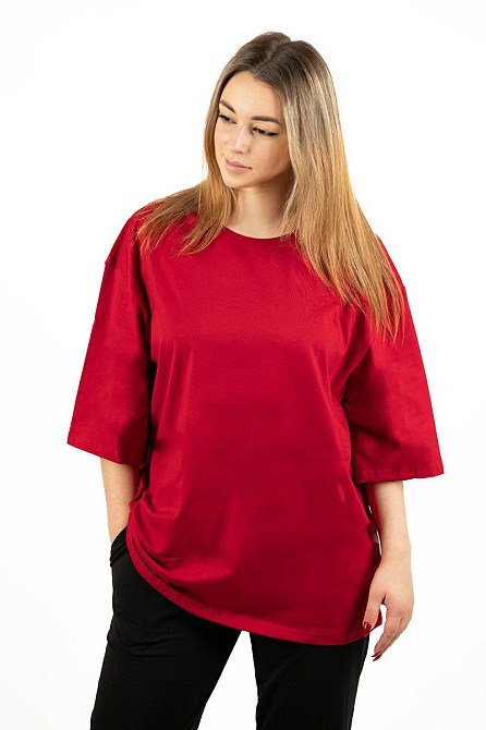 Футболка жіноча оверсайз, бордова бавовняна, топ Київ - фото 1