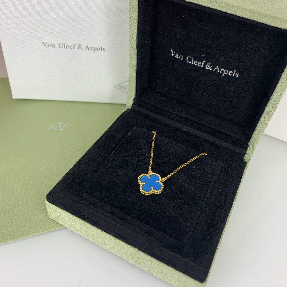 Підвіска-ланцюжок Ванкліф, кулон блакитної конюшини, покриття лимонним золотом AU 750 Одеса - фото 5