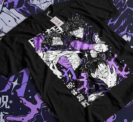 Футболка аниме Магическая битва оверсайз (S/M/L) Черний AnimeJ1029 Днепр