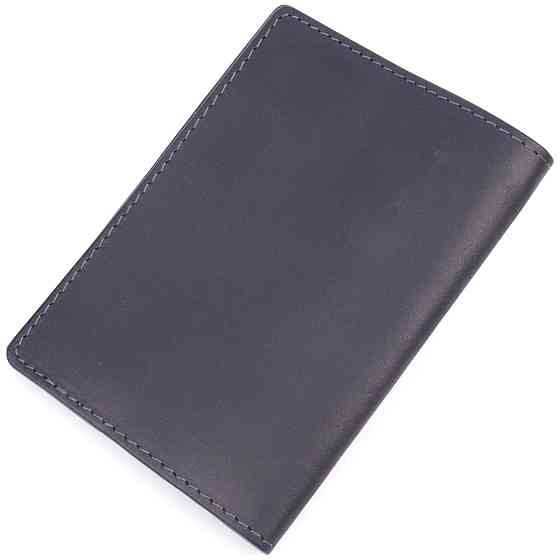 Стильная обложка на паспорт в винтажной коже Карта GRANDE PELLE 16770 Черная Киев