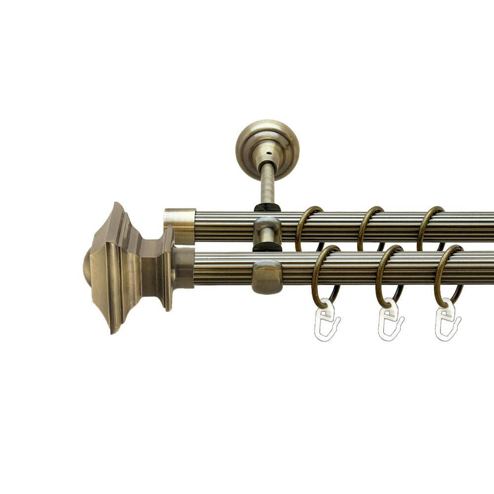 Карниз Orvit Борджеза металевий дворядний відкритий рифлена труба кільце металеве Антик 19\19 мм 160 см (00-00022069) Львів - фото 1