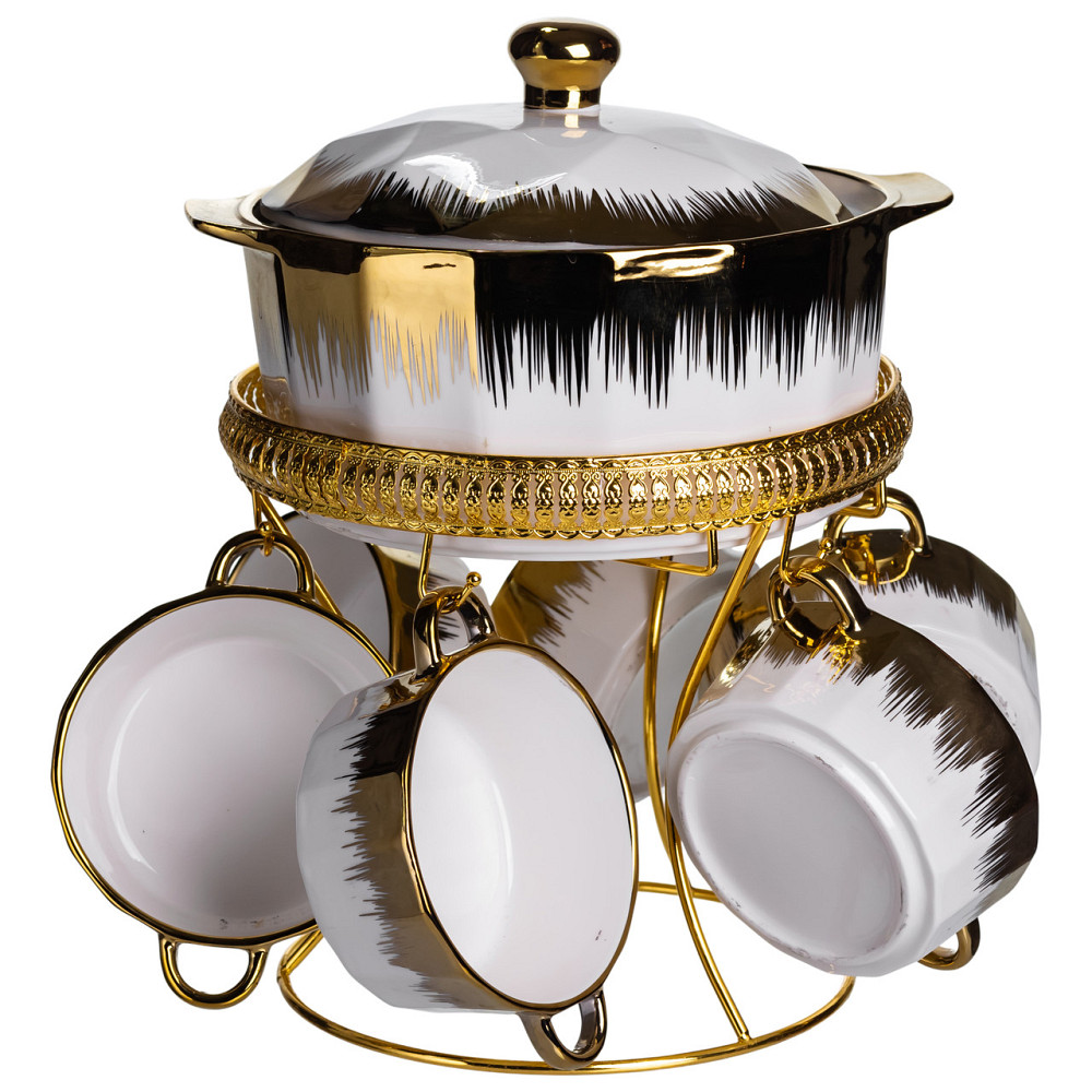 Суповий сервіз на 6 персон супниця 2 (л) на підставці з бульйонницями 300 (мл) тарілки для супу ML-T35 Коломия - фото 6