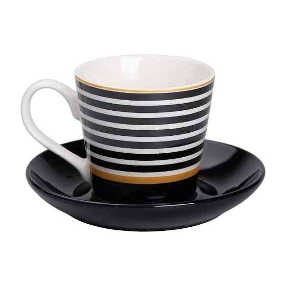 Liling Rongxiang Ceramic порцелянова чашка з чорним блюдцем 200 мл RX-N24708B Київ