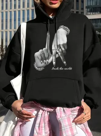 Худі жіноче, світшот чорний, модна толстовка 2700322496 розмір 52 Дніпро