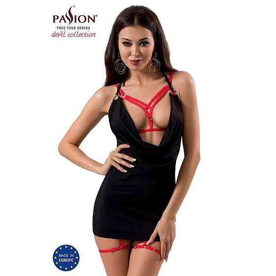Комплект білизни Passion Exclusive MAGALI SET OpenBra XXL/XXXL, red, стрепи, ліф, трусики і пояс Sex Aura Київ