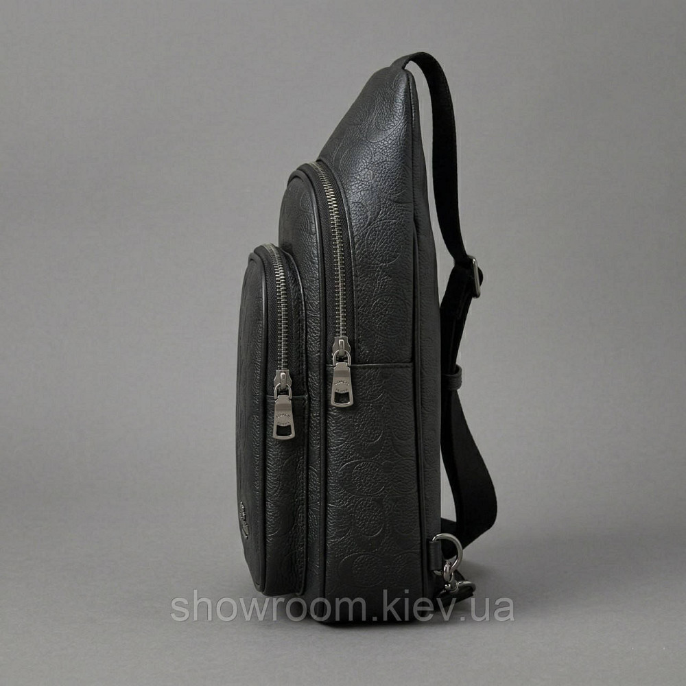 Мужская сумка на грудь (слинг), бананка Coach (77-2517) черная Киев - изображение 3
