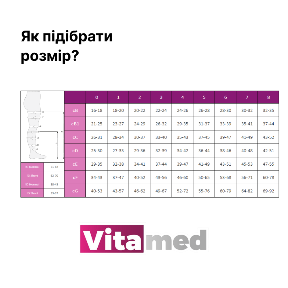 Чулки компрессионные медицинские 2 класс стандартные (черный) Vitamed 9230, открытый носок Днепр - изображение 6