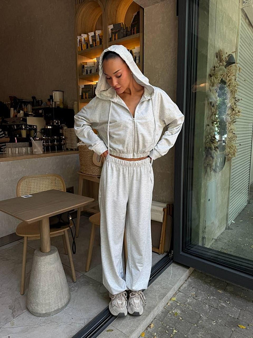 Костюм трійка з двохнитки з корсетом, oversize кофта і широкі штани, меланж, розмір 48/52 Лубни - фото 3