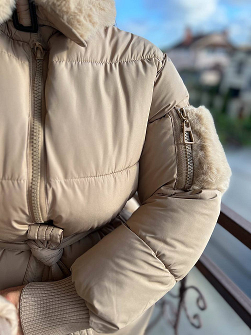 Куртка женская Snow Passion 6211 пилот с поясом мех удлиненная бежевая, бежевый, 46 Киев - изображение 8