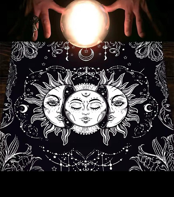 Алтарная скатерть для карт Таро и Рун. Скатерть для гадания 75*75 см. Черно-белое солнце Киев - изображение 2