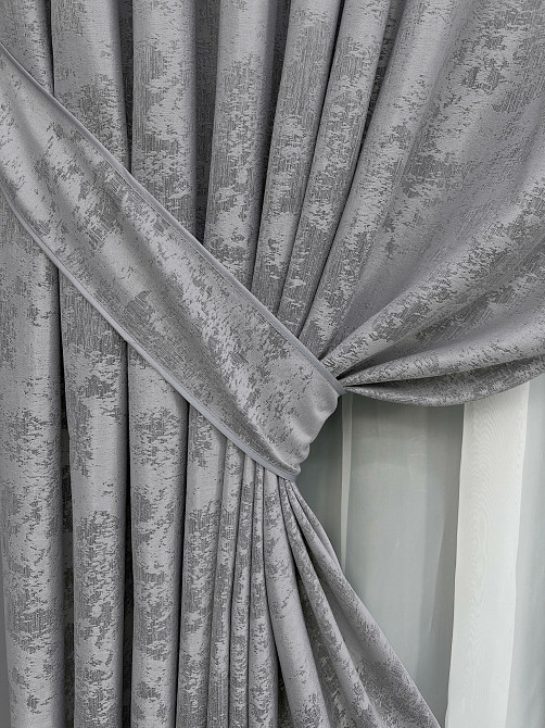 Комплект готових штор VR-Textil Жакард Sultan YL № 1668ш Сірий 150х270 см 2 шт (33-0550) Київ - фото 13