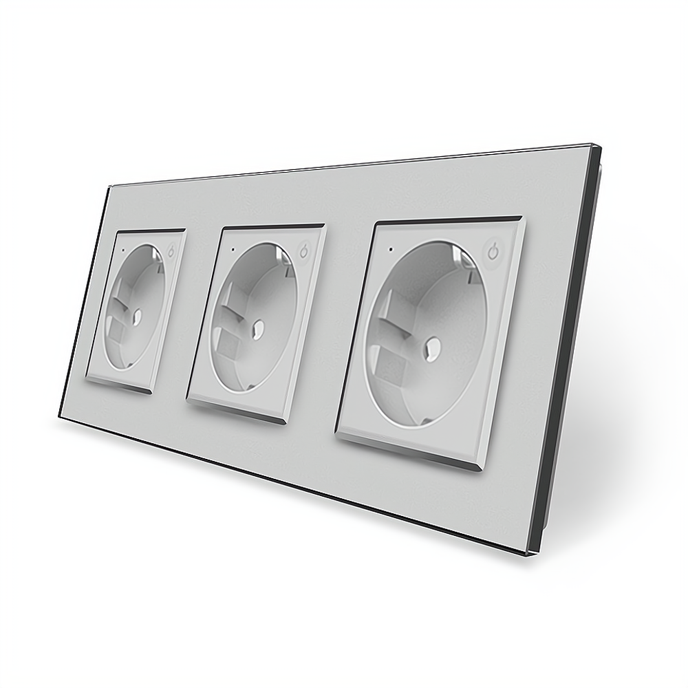 Тримісна розумна розетка ZigBee із заземленням Livolo сірий (VL-C7FCTC16AZ-6IP) Коломыя - изображение 2