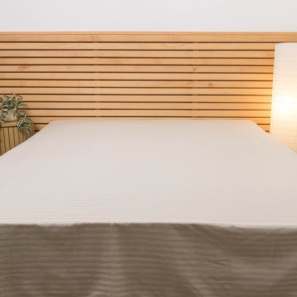 Постельное белье Страйп Сатин Полуторное 125 г/м2 YouStar (Перламутровый) 2 х 50х70 Сумы - изображение 8