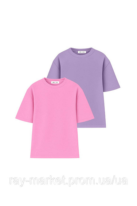 Набір футболок оверсайз чоловічих 2 шт "U0104-Pink-Lilac" L/XL Київ - фото 1