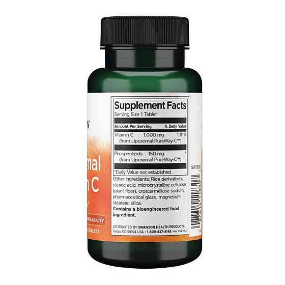 Ліпосомальний вітамін С Swanson Liposomal Vitamin C High Bioavailability 1000 mg 60 табл Київ