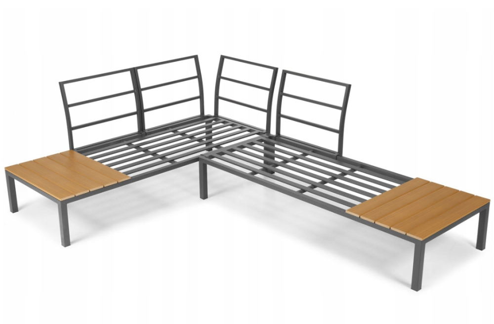 Комплект садових меблів LAGOS (кутовий диван + столик) зі сталі, з подушками, Сірий (Польща) Київ - фото 9