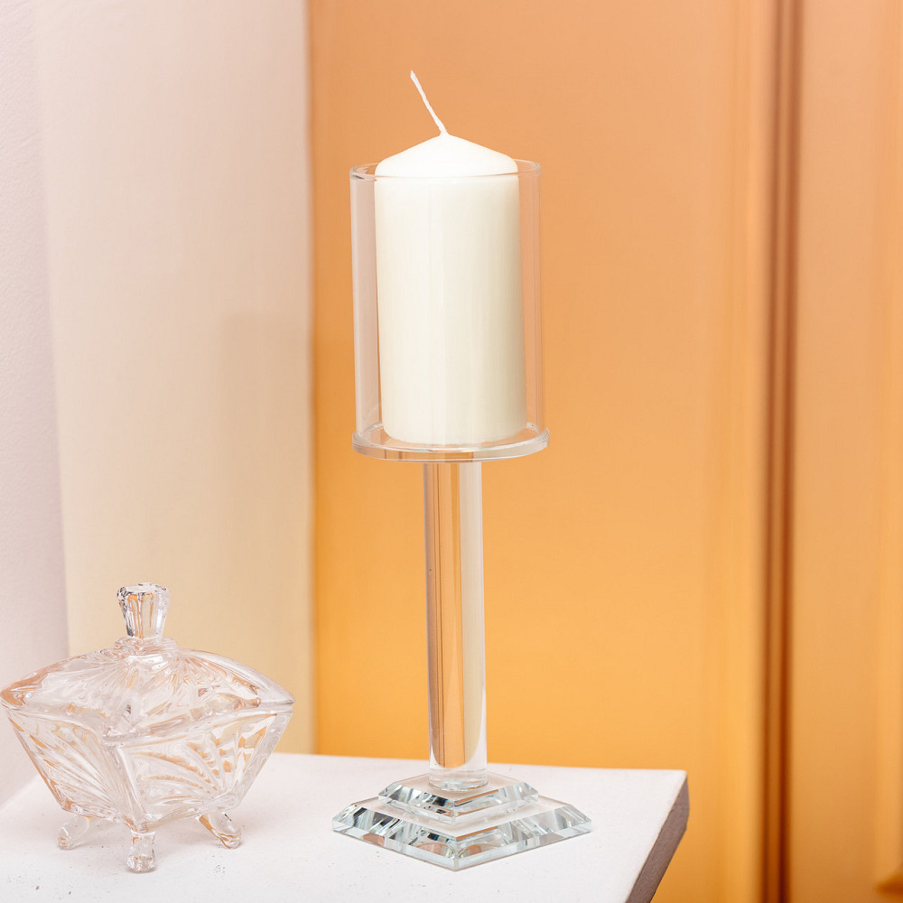 Yiwu Підсвічник скляний на ніжці 6.5×23 см підсвічник келих декоративний прозорий HP-4-41M Київ - фото 4