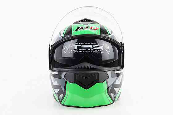 Шолом модуляр, закритий з відкидним підборіддям+відкидні окуляри BLD-159 L (59-60см), ЧОРНО-ЗЕЛЕНИЙ Киев