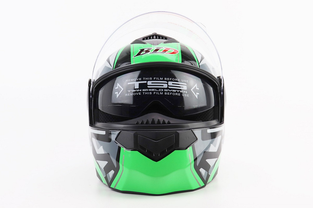 Шолом модуляр, закритий з відкидним підборіддям+відкидні окуляри BLD-159 L (59-60см), ЧОРНО-ЗЕЛЕНИЙ Киев - изображение 6