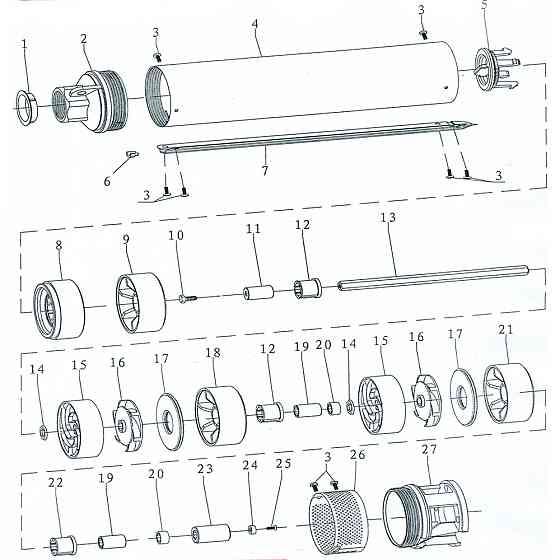 Aquatica Насос центробежный 1.1кВт H 127(98)м Q 55(35)л/мин Ø102мм 60м кабеля mid AQUATICA 4QJE Коломия