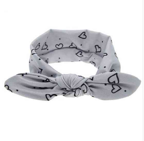 Детская повязка с ушками с сердечками one size серо-черный Киев