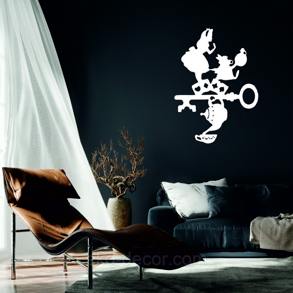 Декоративное настенное Панно «Алиса в стране чудес», Декор на стену 90*65 см, Белый Киев - изображение 3