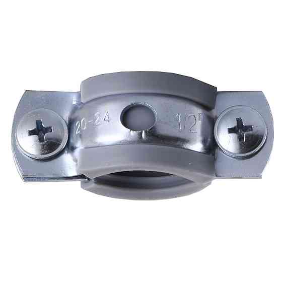 Хомут у зборі CR 1/2" (20-23 мм) з гвинтом-шурупом 8*80 і дюбелем у уп., сірий Київ