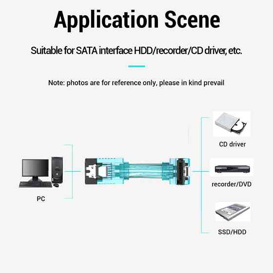 Кабель SATA 3.0 7pin, F/F, 0.5 м, L-конектор, Blue Vention Винница