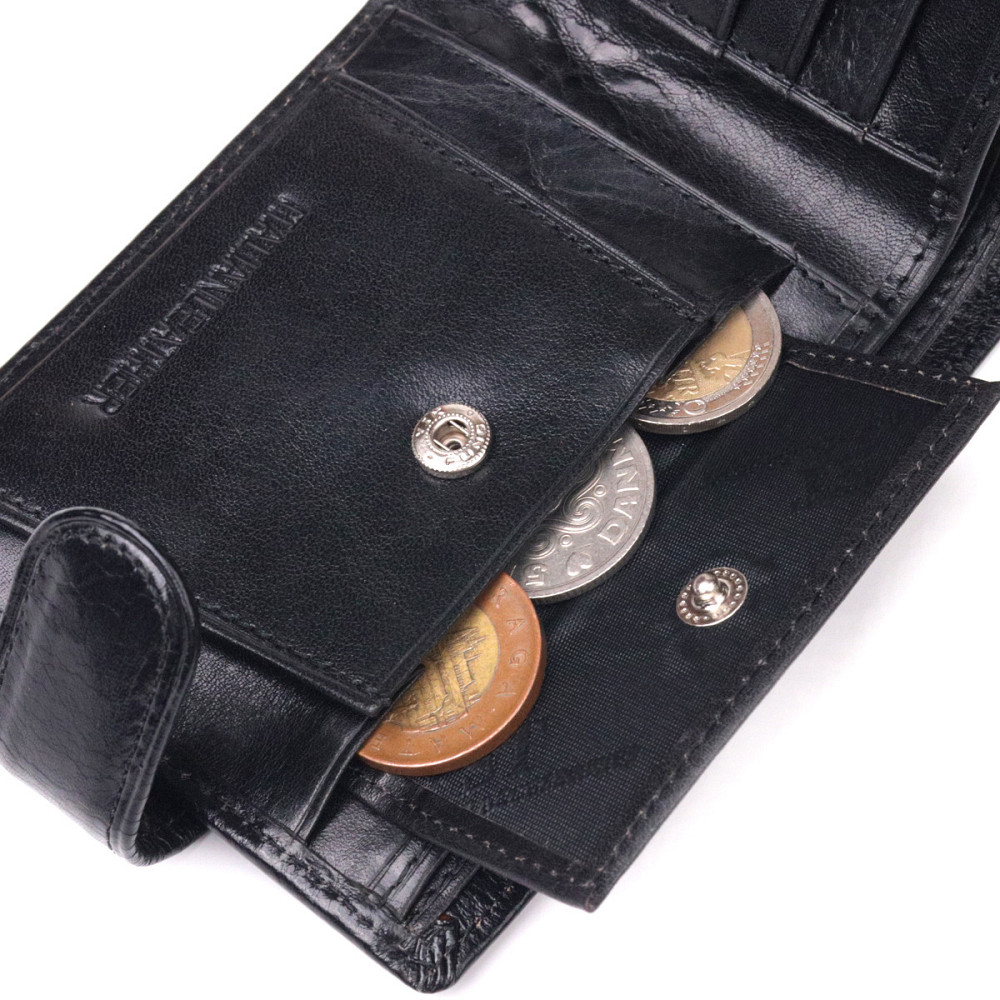 Чоловічий гаманець з гладкої шкіри у два складання чорний (ST Leather) Київ - фото 18