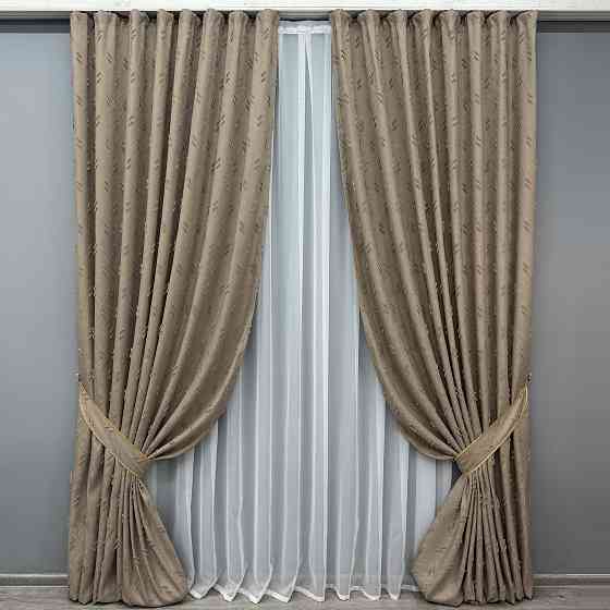 Комплект штор VR-Textil Лен Букле № 1886ш Капучино 150х270 см 2 шт (33-0915) Киев