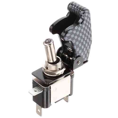 Тумблер питания 12В с LED и карбоновой крышкой для авто Киев