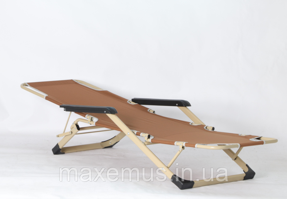 Раскладное кресло шезлонг туристический Bonro 178 см Садовый лежак пляжный шезлонг + подушка коричневый Мостиська - фото 4