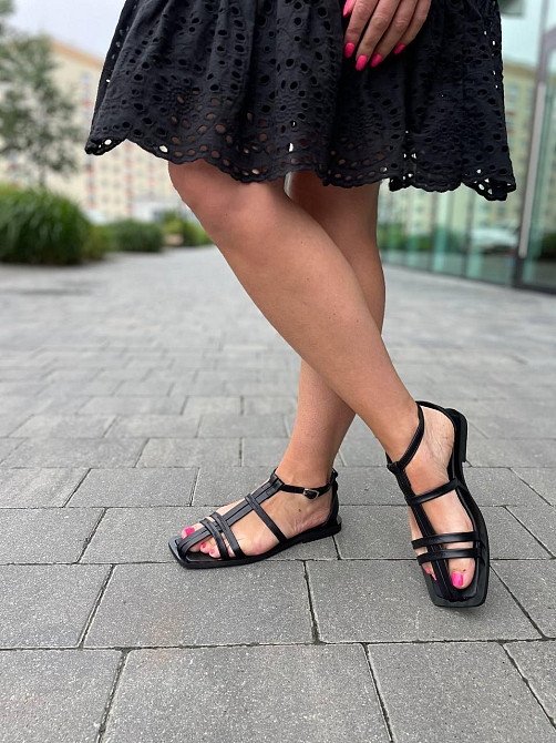 Notta bene Босоніжки жіночі чорні літні шкіряні Notta bene BS-0124 з квадратним носком / Стильн Коломыя - изображение 2
