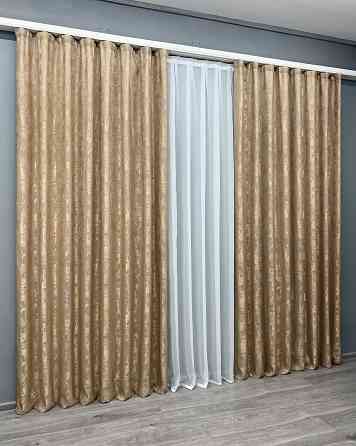 Комплект готових штор VR-Textil Жакард Sultan YL № 1205ш Медово-золотистий 200х270 см 2 шт (32-428) Київ