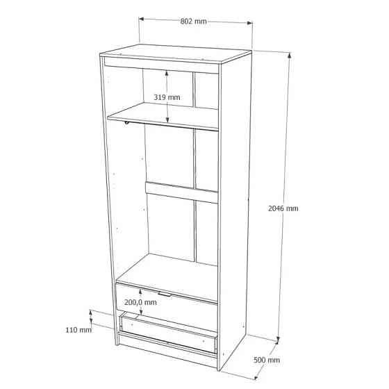 Шафа для одягу з висувними шухлядами Еверест Сіті-800 80,2х50х204,6 см Дуб сонома/Білий (DTM-071143) Львів
