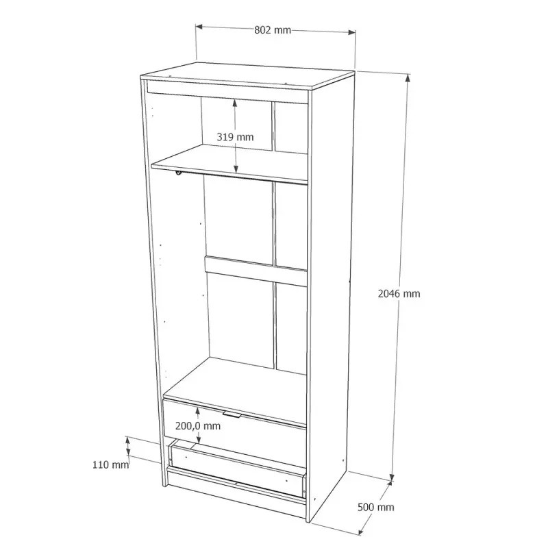 Шафа для одягу з висувними шухлядами Еверест Сіті-800 80,2х50х204,6 см Дуб сонома/Білий (DTM-071143) Львів - фото 6
