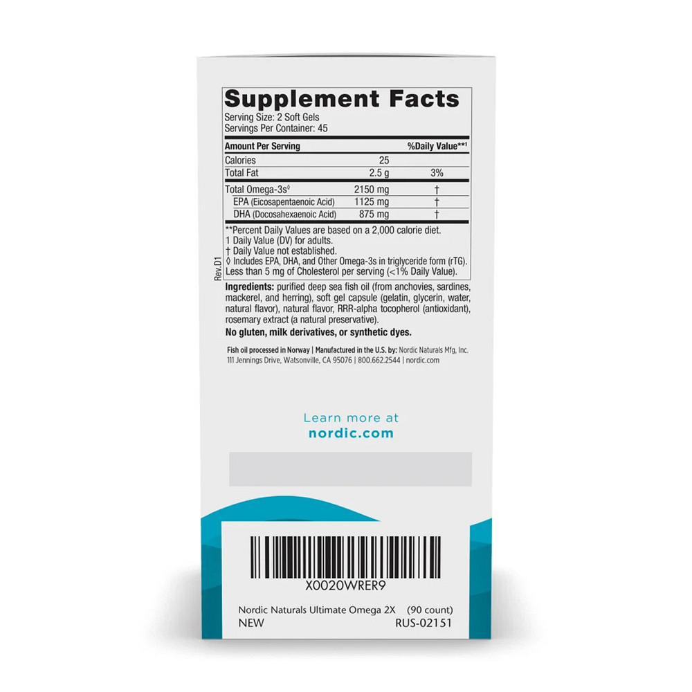 Риб'ячий жир Омега 3 Nordic Naturals Ultimate Omega 2X 90 гел капс лимон Київ - фото 3