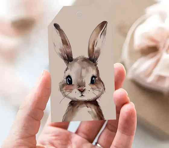 Подарочные бирки «Зайчик», 10 шт + джутовый шнур 10 м Киев