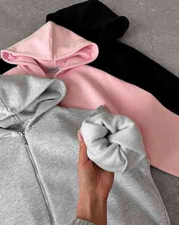 Женский практичный удлиненный оверсайз худи на молнии с капюшоном трехнить на флисе Барби Одесса