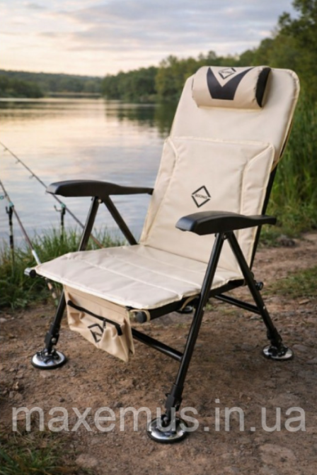 Кресло карповое рыболовное раскладное с телескопическими ножками Bonro B-115 Бежевое (до 150 кг) Мостиска - изображение 10