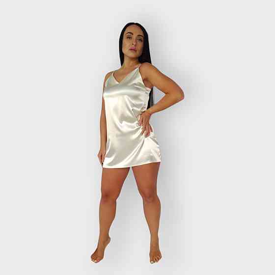 Женская ночная рубашка атласная на регулируемых бретельках Молочный 4XL Харьков