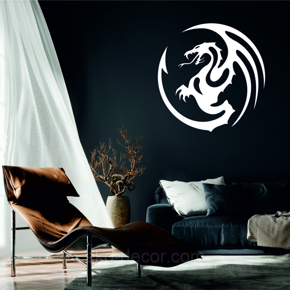 Декоративное настенное Панно «Дракон» Декор на стену 90*90 см, Белый Киев - изображение 1