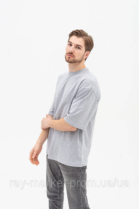 Футболка оверсайз RAY OVERSIZE чоловіча сірий меланж (U0104M-Grey Heather) Київ - фото 2