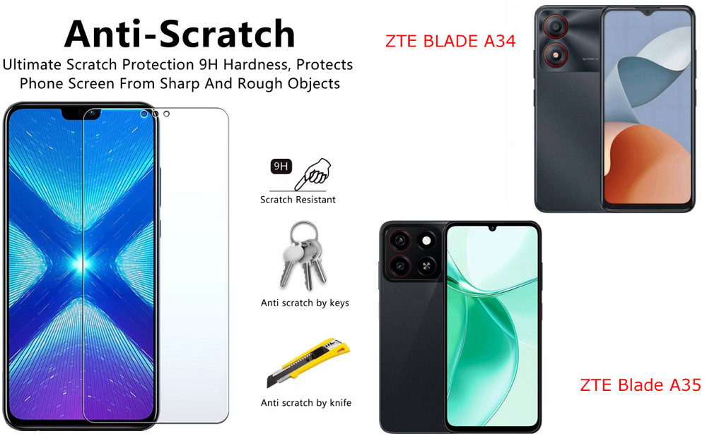 Захисне скло NeoGlass для ZTE BLADE A34, ZTE Blade A35 – надпрозоре та стійке Київ - фото 1