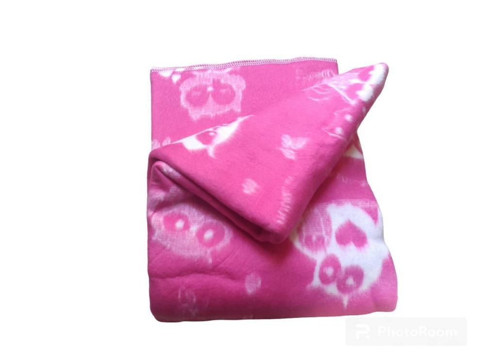 Ковдра дитяча бавовняна 100×140 малинове совеня Київ - фото 1