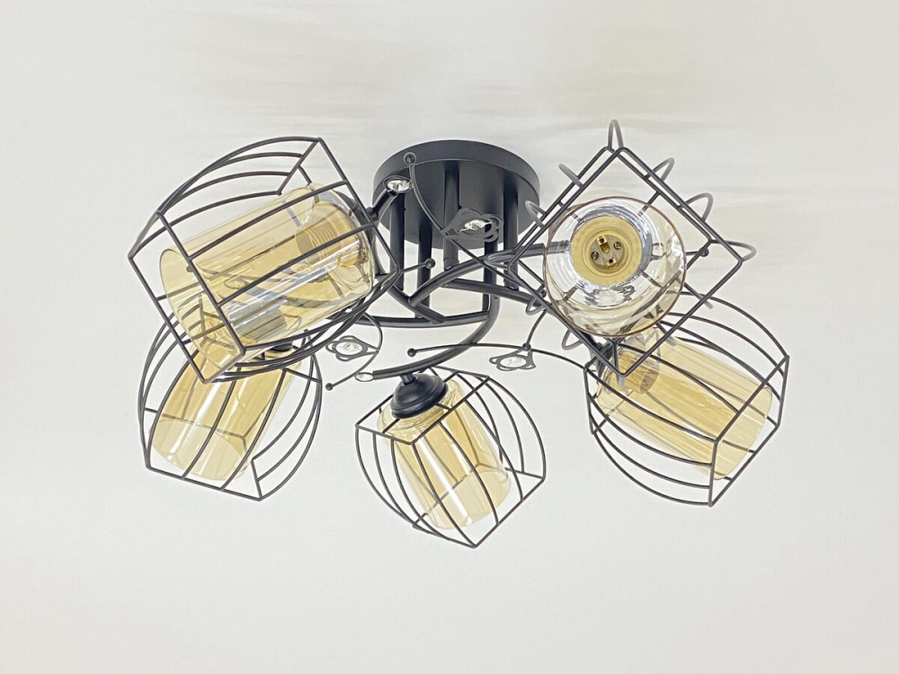 Стельова люстра на 5 плафонів 91187C/5 чорна Коломия - фото 1