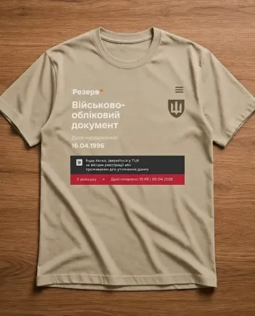 Футболка "Резерв+" з індивідуальними ФІО і датою народження XXL, Бежевий Чернівці